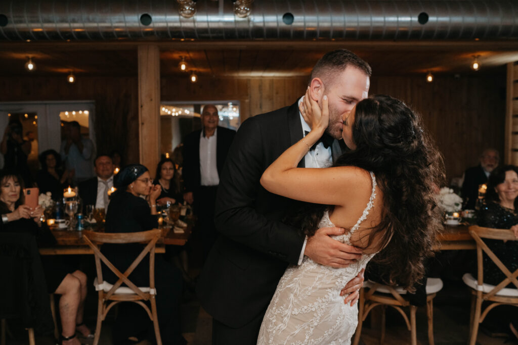 bride and groom doing their first dance at la bullerie