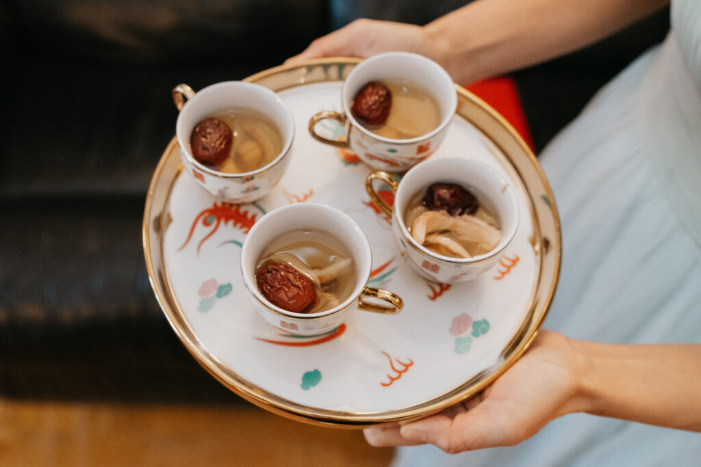 Bird view of a chinese tea for the tea ceremony